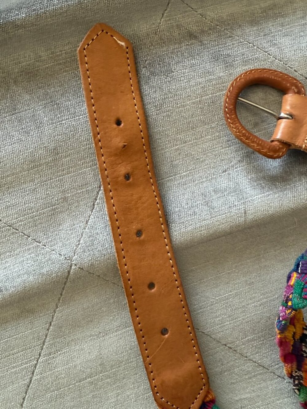 PRICE FIRM Vintage Multicolored Braided Brown Leather Belt 32 - Picture 7 of 9
